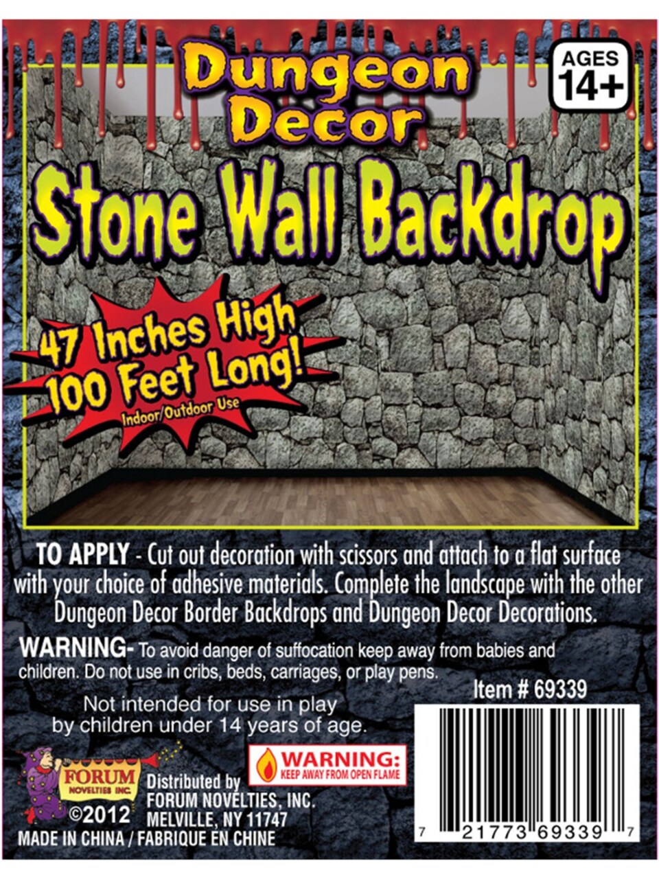 Huge 100 ft Haunted House Decor Dungeon Stone Wall Background Scene Setter Decal